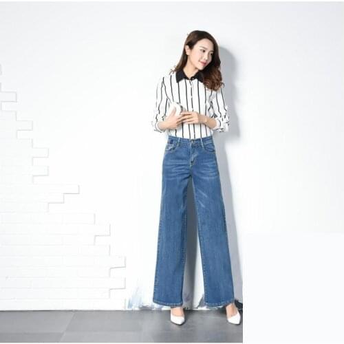 New arrival fashion Wied Leg Jeans Casual High Waist Womens super large Pants Trousers Loose plus size 26-31 32 33 34 36 38 40