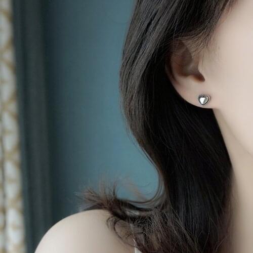 New Trendy Stud Heart Earrings For Women Vintage Creative Fashion Korean Design Hot High Lady Daily Jewelry Wholesale BOYULIGE