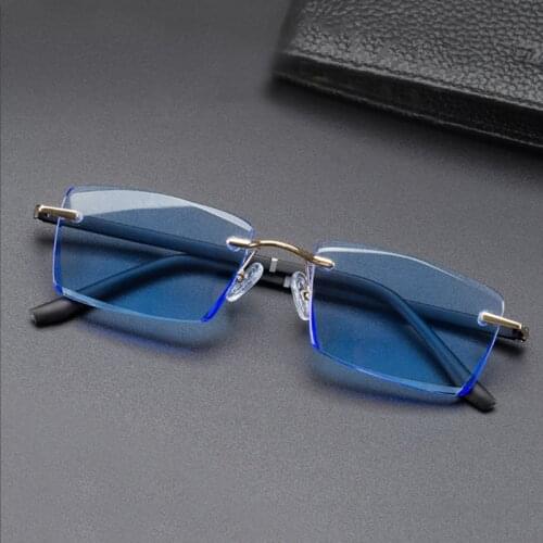 TR90 Rimless Reading Glasses Men Natural Crystal Stone Blue Lens Hyperopia Glasses Women Presbyopia Eyeglasses +1.5 2.0 2.5 3.5