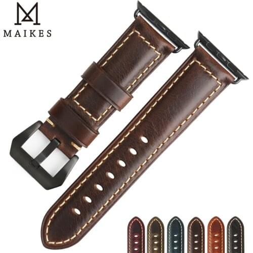 MAIKES watch strap Italian leather watch accessories for Apple Watch Band 42mm 38mm series 3 2 1 iwatch 4 44mm 40mm watchbands