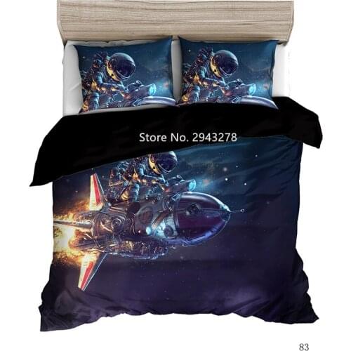Space Astronaut Space Shuttle Pattern Boys Bedroom Decor Deluxe Full Size Comfortable Duvet Covered Pillowcase Bedding Set