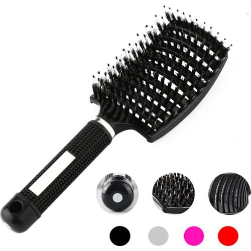Women Wet Hair Brush Massage Comb Professional Bristle Nylon Hairbrush Salon Hairdressing Styling Tools