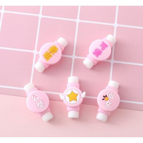 Lovely 50pcs/lot Girls Pink USB Cable Earphone Protector headphones line saver For iphone charging line data cable protection