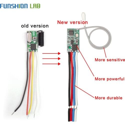 FUNSHION Universal Wireless 433 Mhz DC 3.6V-24V Remote Control Switch 433Mhz 1 CH RF Relay Receiver LED Light Controller DIY Kit