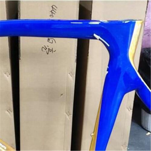 2021 Blue Gold Glossy Carbon Road Bike Frames Bicycle Frameset +Handlebar BB68 Concept C64