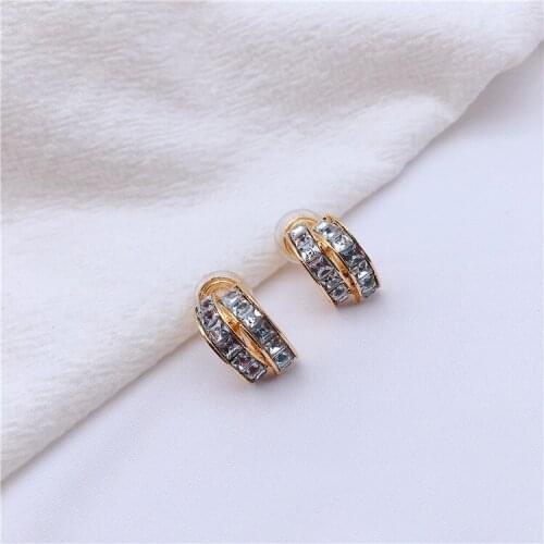 Vintage ear clip no ear hole female elegant temperament crystal clip earrings French earring earrings Korean jewelry