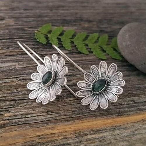 Vintage Fashion Earrings for Women Silver Color Flower Wedding Anniversary Gifts Indian Boho Jewelry Gift Elegant Earrings