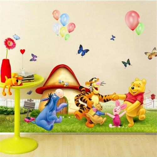 Vivid Cartoon Winnie the Pooh Wall Sticker Living Room Bedroom Wall Decor Anime Poster wall stickers for kids rooms