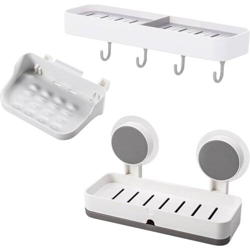 Sucker Soap Box Non-Perforated Non-marking Storage Rack For Bathroom Household Kitchen Storage Rack In Style