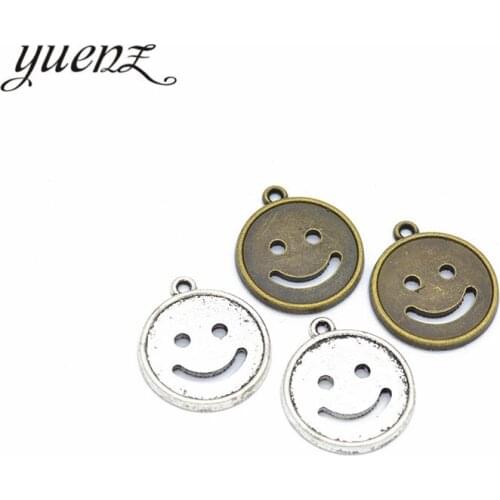 YuenZ 6pcs Smiley face Charms Antique Silver color Plated Metal Pendant For Jewelry Making Necklace DIY Crafts 23*20mm I170