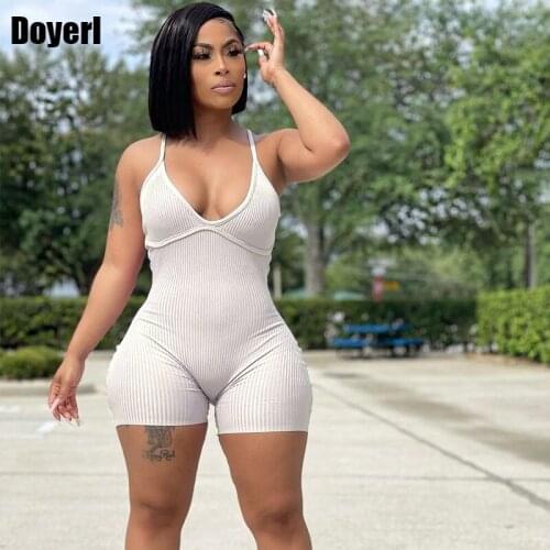 Ribbed Female Short Jumpsuit Woman Clothes Summer Rompers Playsuits Bodycon Jumpsuit and Bodysuit One Piece Overalls for Women