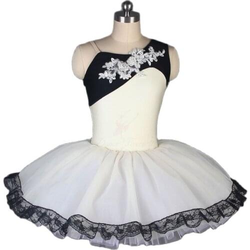 Ivory Spandex Bodice with Applique Ballet Pre-professional Tutu Women & Girl Dancing Dress Ballerina Stage Show Costume 19503