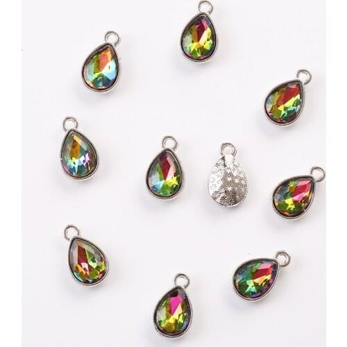 10pcs Rose green Crystal Pendant Tone 8×15mm,DIY Handmade Accessories Making Or Bracelet Necklace