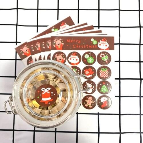 1600pcs/lot Merry Christmas Santa Claus Deer Handmade Sealing Sticker Kraft Sticker Baking DIY Gift Box Stickers Wholesale