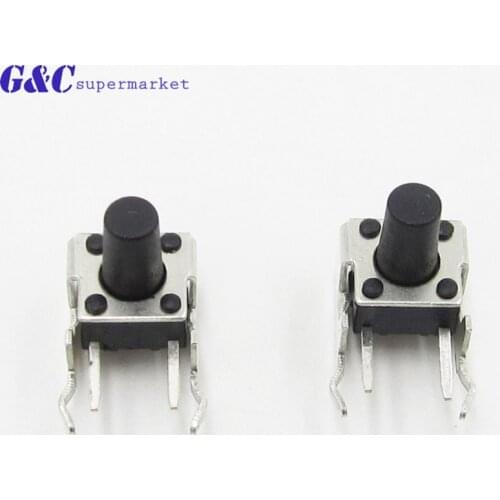 20PCS Middle 2 pins 6X6x6mm 2PIN dip TACT push button switch Micro key power tactile switches 6x6x6 6*6*6MM Light touch