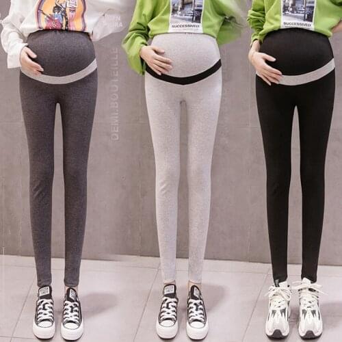 2019 autumn new pregnant women color matching leggings stretch Slim feet pants pregnancy