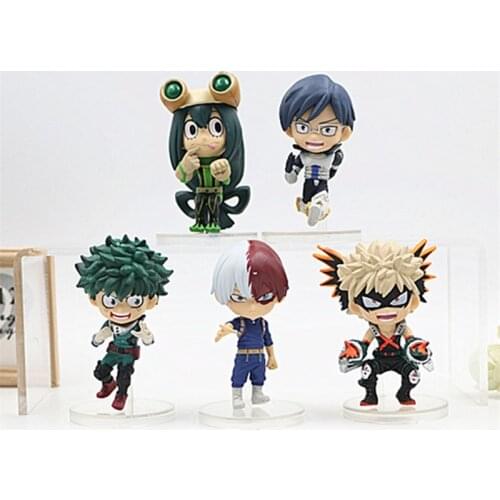 5PCS/SET My Hero Academia Action Figures PVC Todoroki Shoto Smack Izuku Midoriya Shouto Boku PVC Figures Toys Gifts 7-8cm