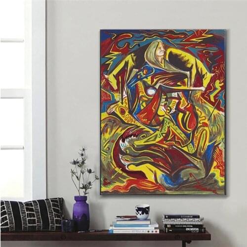 Abstract Wall Art Printings Frameless Canvas Picture for Home Room Decor Frameless Gold Red Printings Poster