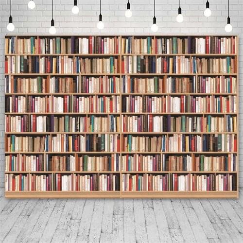 Library Wooden Bookshelf Book Photography Backdrop Child Baby Portrait Photographic Background for Photo Studio Photophone