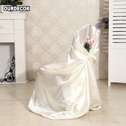 DHL/EMS Free,100Pcs/lot Self Tie Satin Chair Cover Wedding Banquet Hotel Party Decoration Product Supplies 110cm*140cm