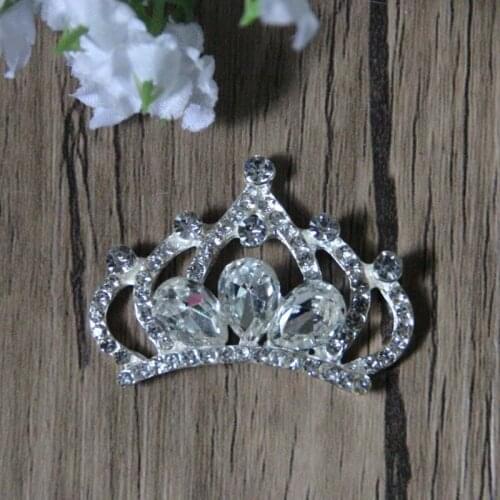 Free Shipping Wholesale 20pcs/lot 1.5'' Crown Rhinestone Flatback Button For Hair Flower Wedding Invitation LSFY030