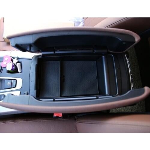 Center Armrest Storage Box Phone Glove Tray With Mat LOGO Accessories For BMW X5 X6 F15 F16 2014-2017