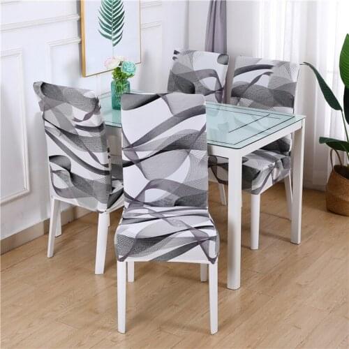 Spandex Chair Covers Printed Stretch Chair Seat Cover Slipcovers for Dining Room Wedding Banquet Hotel Chair Cover 2/4/6PCS
