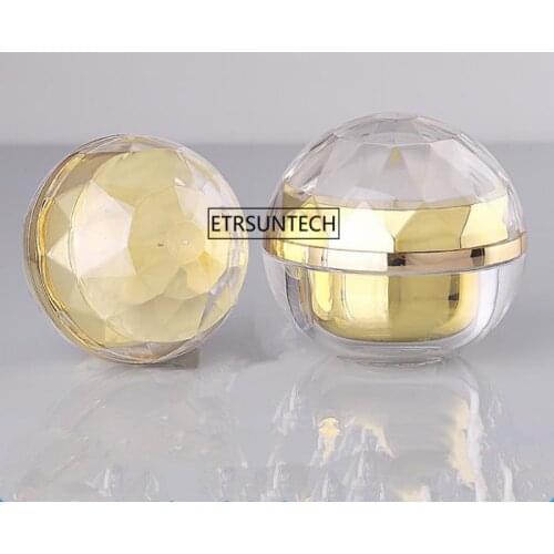 50pcs 15/30/50g Luxury Sphere Cream Container Golden Jar cosmetic Acrylic Smaple Pot Ball Bottle Face Cream Sample Jar F3749