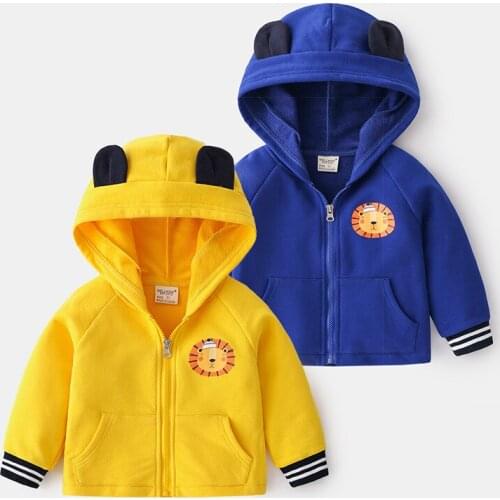 Cotton Casual Lion Boys Jacket Hooded Long Sleeve Spring Fall Kids Coat Childrens Clothes