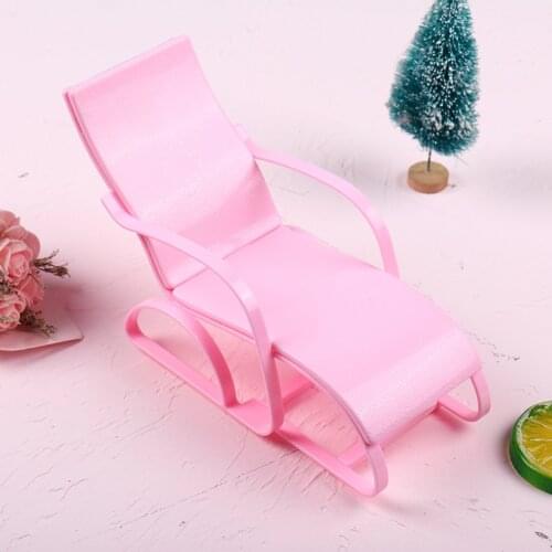 1PC Cute 1:6 Scale Dollhouse Furniture Swim Foldable Deckchair Accessories For Doll House Lounge Pink Beach Chair Kids Toys