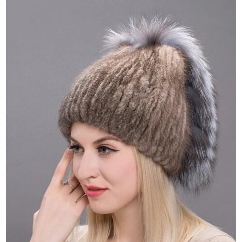 JKP Leather Mink Fur Hat Winter Imported Natural Fur Hat Silver Fox Luxury Female Upscale Russian Cap DHY17-09