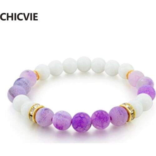 CHICVIE Classic Matte Onyx Stone Bracelets & Bangles Womens Natural Bead Strand Bracelets Men Jewelry Femme Bracelet SBR160141