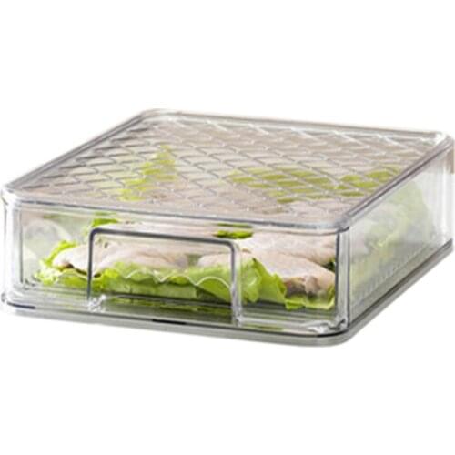 Refrigerator Food Storage Containers Cutout Handle Clear Pantry Stackable Fridge Organizers Bins Airtight Container