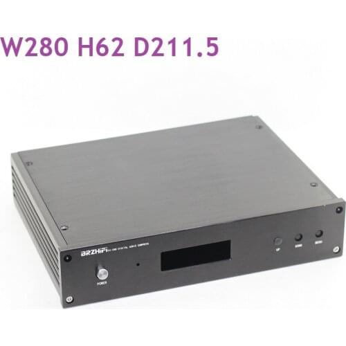Size W280 H62 D211.5 DAC Amplifier Case Aluminum Chassis Power Supply DIY Case Silver and Black Panel Amplify Housing 2806