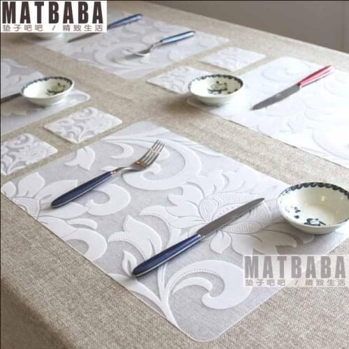 Print pp placemat coasters disc pad bowl pad pot holder dining table mat coaster heat insulation pad 6pcs placemats+6pcs coaster