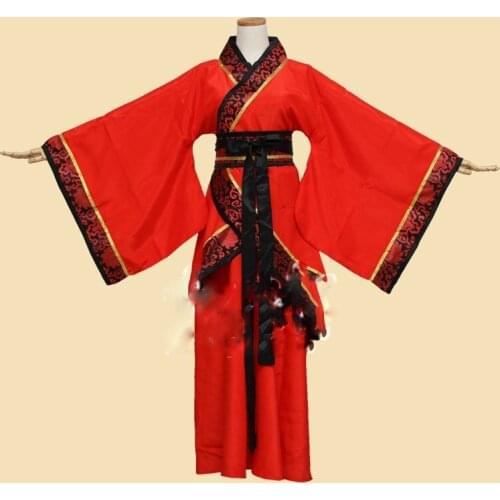 Han Dynasty Red Traditional Chinese Wedding Hanfu Costume Bridesmaid Groomsman Wedding Costume for Couple or Lovers