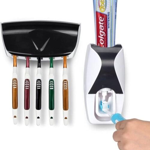 Creative Automatic Toothpaste Squeezer Toothbrush Holder Storage Rack Wall Mount Holder Toothpaste Dispenser Bathroom Accessorie