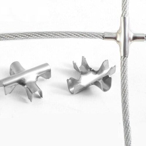 200PCS 304 Stainless Steel Cross Clips Stealth Security Network Cross Buckle Protective Mesh Window For 1.2/3/4mm Wire Cable