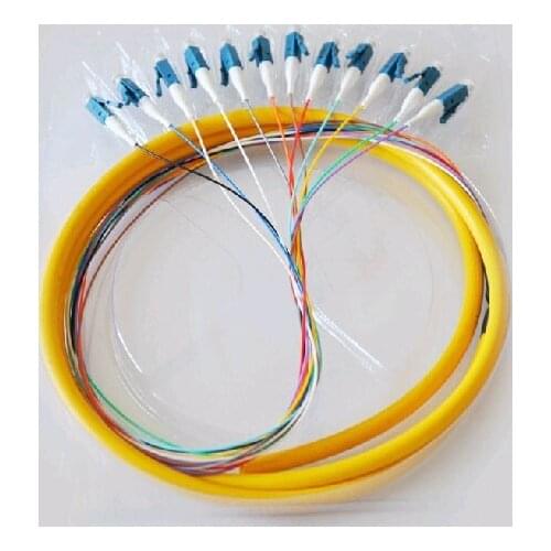 LCUPC 12 core fanout fiber optic Pigtail SM 12 core 1.5M Optical fiber pigtail /cord cable 12 core color bunchy pigtail