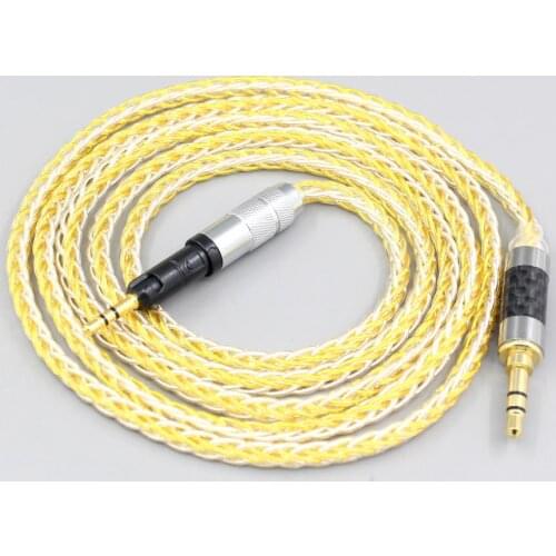 LN007282 8 Core Silver Gold Plated Braided Earphone Cable For Audio Technica ATH-M50x ATH-M40x ATH-M70x ATH-M60x