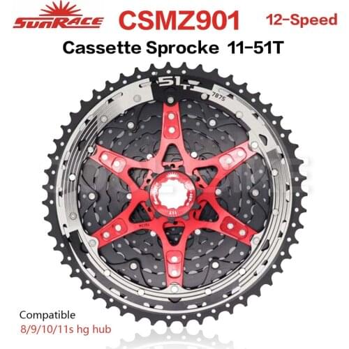 SunRace CSMZ901 CSMZ903 freewheel 12 Speed 11-51T Mountain Bicycle cassette MTB Flywheel 12S Sprocket Compatible Shimano SRAM