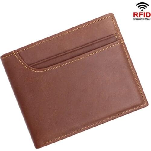 Woman Man Genuine Leather Wallets Short Money Bag RFID Business Passport Covers Holder Multi-Function ID Bank Card Wallet Case