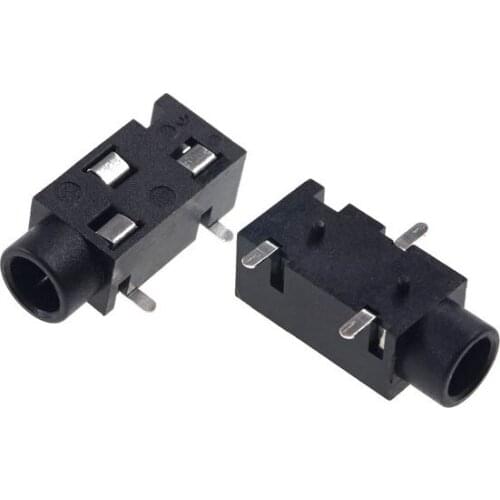 100pcs Phone Jack Stereo 3.5 mm Diameter TRS 3 pin for 3 poles earphone Plug SMT Surface Mount PCB 3 Contact 3 Conductor