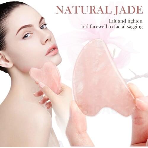 Rose Quartz Roller Face-lifting Massager Natural Jade Facial Massager Roller Slimming Jade Scraping Mask Brush Three-Piece Set