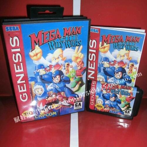 Sega MD game - Mega man the wily wars with Box and Manual for 16 bit Sega MD game Cartridge Megadrive Genesis system