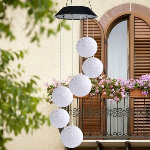 Outdoor LED Solar Lamp Shell Dragonfly Butterfly Wind Home Garden Decor Solar Light Solar Powered Color-Changing Wind Chime Lamp