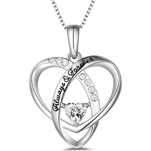 Uonney Dropshipping Personalized Heart Necklace Always Forever Birthstones Necklaces Wonderful Birthday Valentine Gift For Women