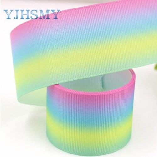 YJHSMY G-181013-1377,10yards 38mm Colorful Gradient stripes Ribbons Thermal transfer Printed grosgrain,DIY Handmade materials