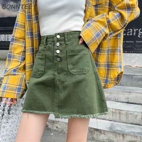 Skirts Womens Denim Irregular High Waist Pockets Casual Women Harajuku Solid Mini Skirt Streetwear Trendy Female Basic Simple