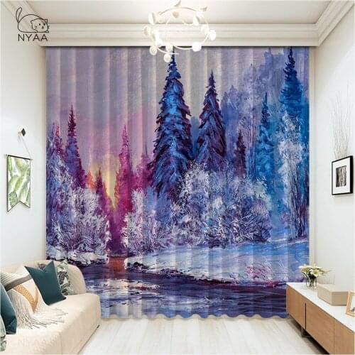 Birch Forest Trees Nature Printing Curtains For Kitchen On Window Curtain Living Room Blackout Bathroom Curtain Micro Shading